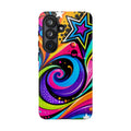 Psychedelic Swirl Phone Case — Bold Retro Stars & Neon Pop Art Tough Case