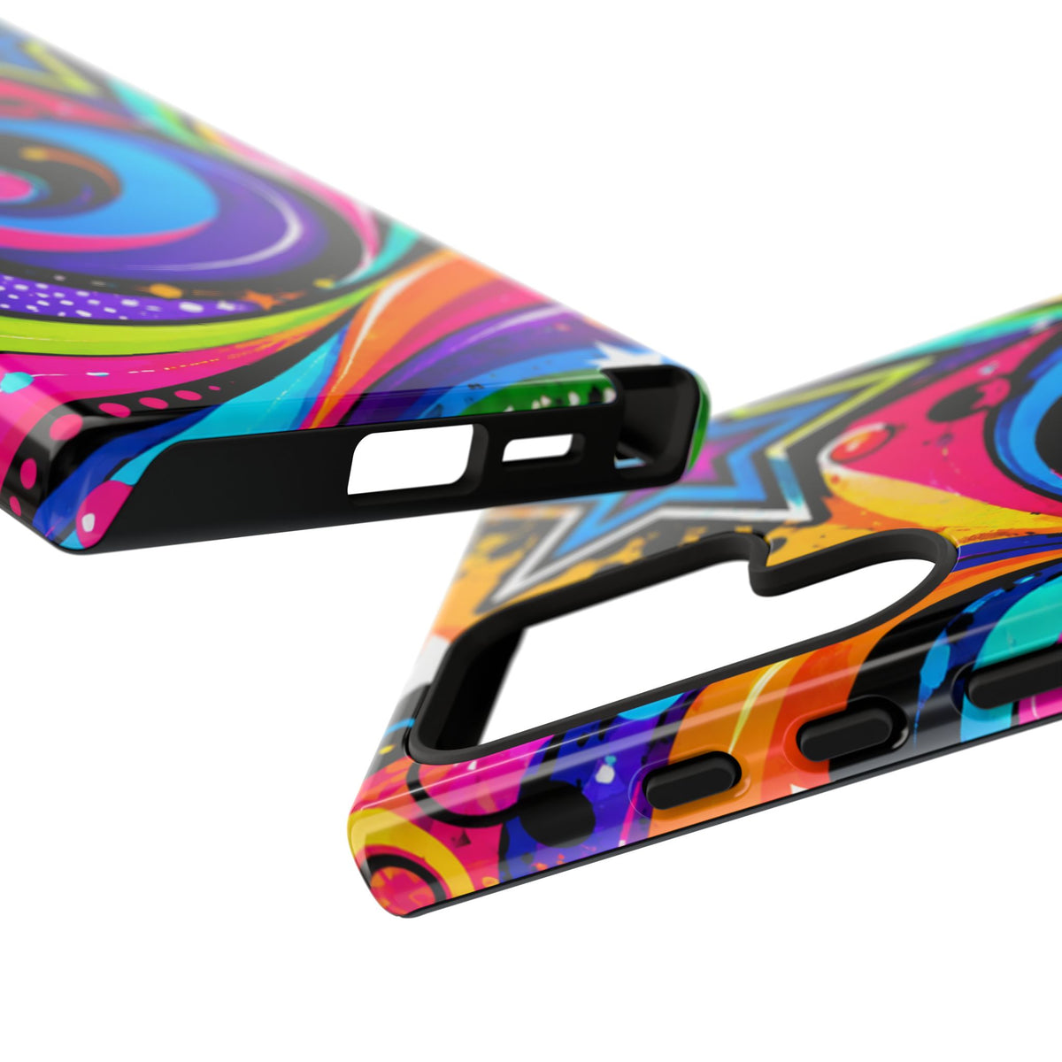 Psychedelic Swirl Phone Case — Bold Retro Stars & Neon Pop Art Tough Case