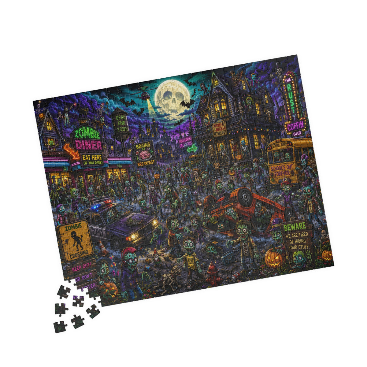 Spooky Zombie City Puzzle 520 Piece | Halloween Jigsaw