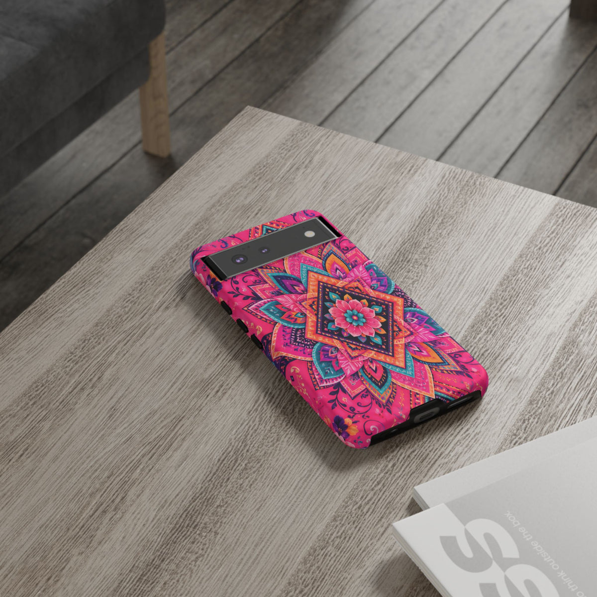 Floral Mandala Tough Phone Case — Pink Boho Protective Cover