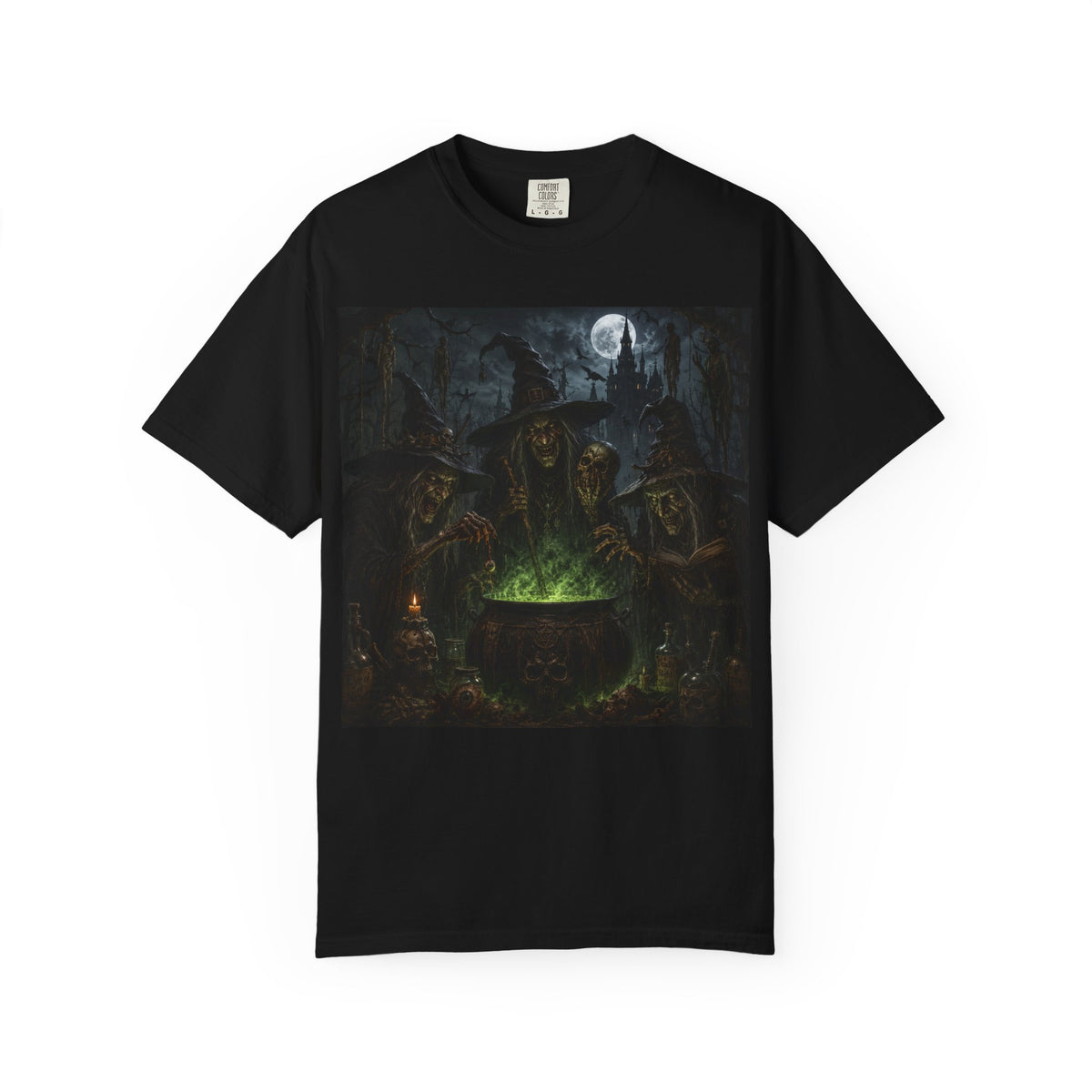 Witches Cauldron T-Shirt – Spooky Halloween Witch Scene