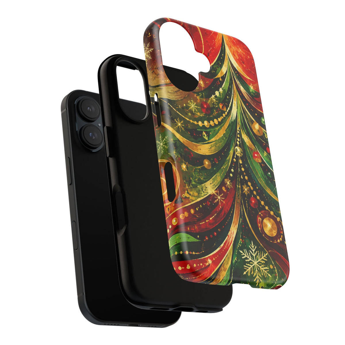 Christmas Tree Tough Phone Case — Festive Red & Green Holiday Phone Cover
