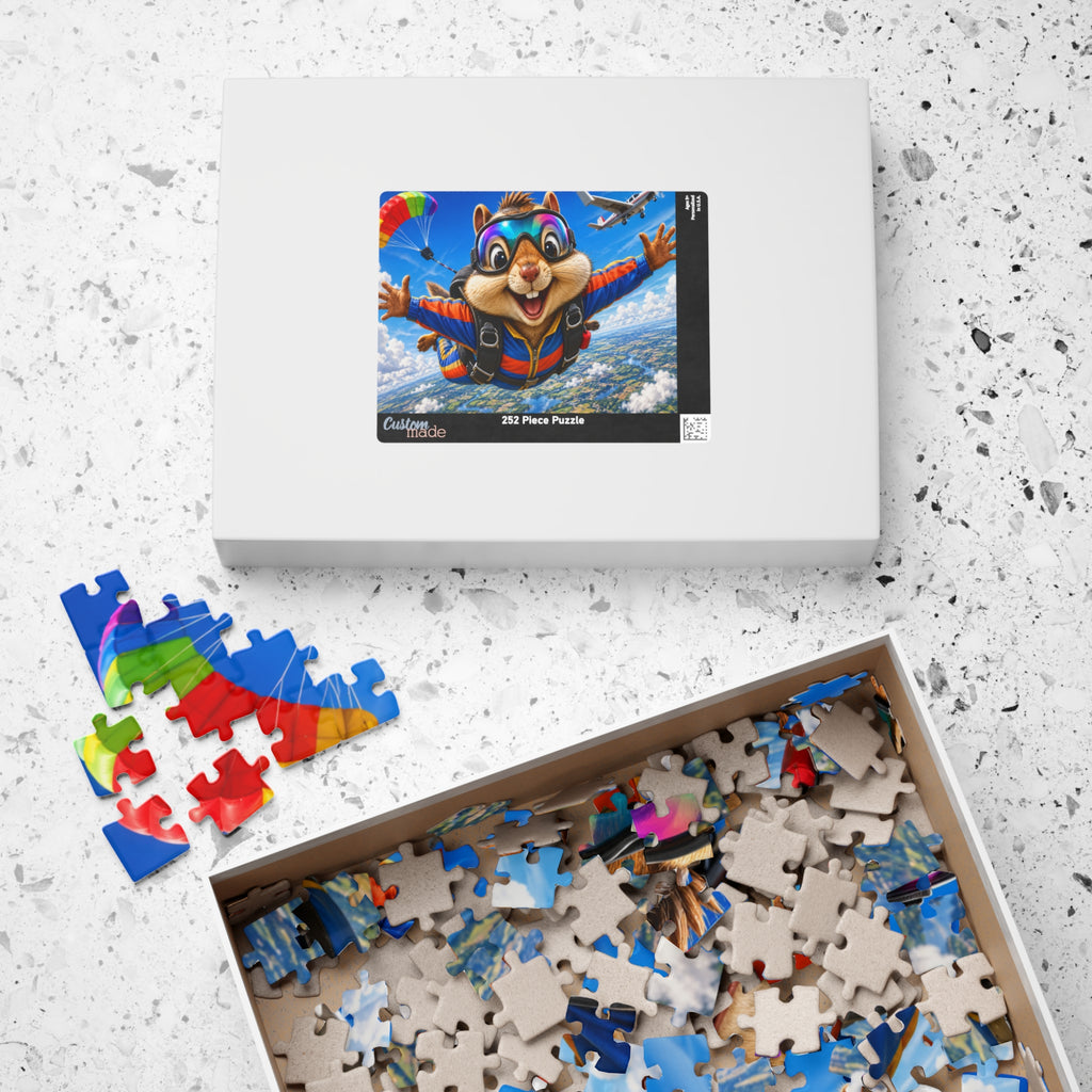 Skydiving Squirrel Jigsaw Puzzle — Cute Adventure Cartoon Puzzle (110/252/520/1014 pcs)