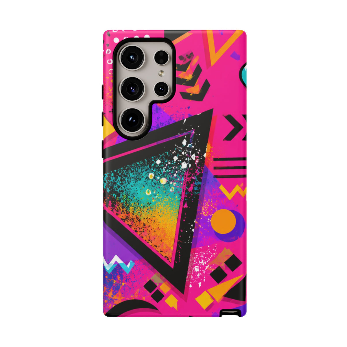 Retro 80s Geometric Phone Case — Neon Triangle Tough Case