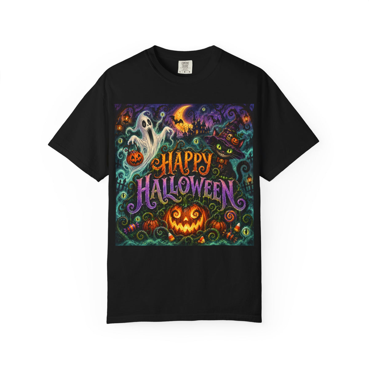 Happy Halloween T-Shirt — Spooky Pumpkin & Ghost Holiday Tee