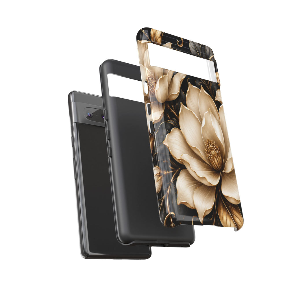 Floral Tough Case — Elegant Gold Magnolia Phone Case