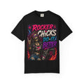 Rocker Chicks Do It Better T-shirt | Skull Guitar Retro Rock Design