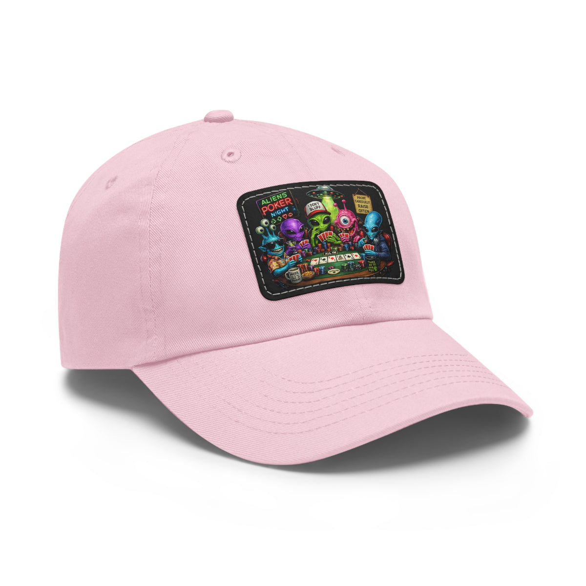 Alien Poker Crew Dad Hat | Leather Patch Baseball Cap