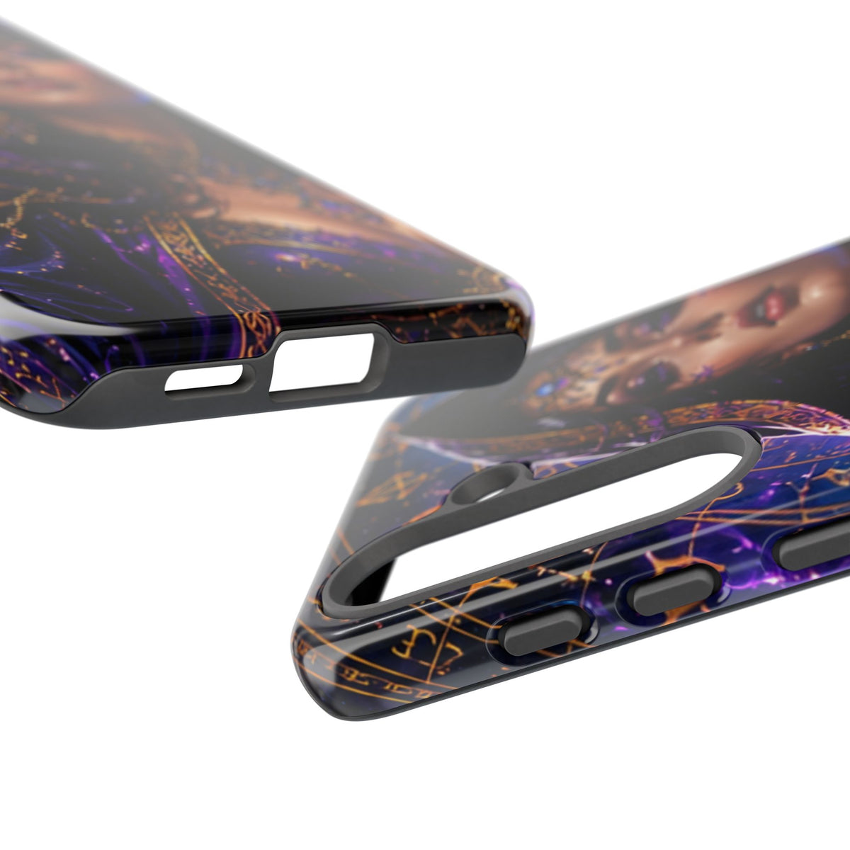 Phone Case — Mystical Sorceress Art Protective Tough Case (Astrology, Purple Hooded Witch)