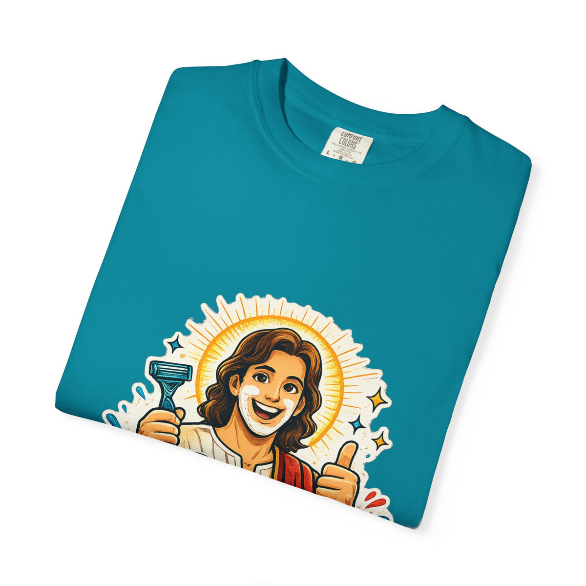 Jesus Shaves T-shirt | Retro Jesus Illustration, Shaving Theme