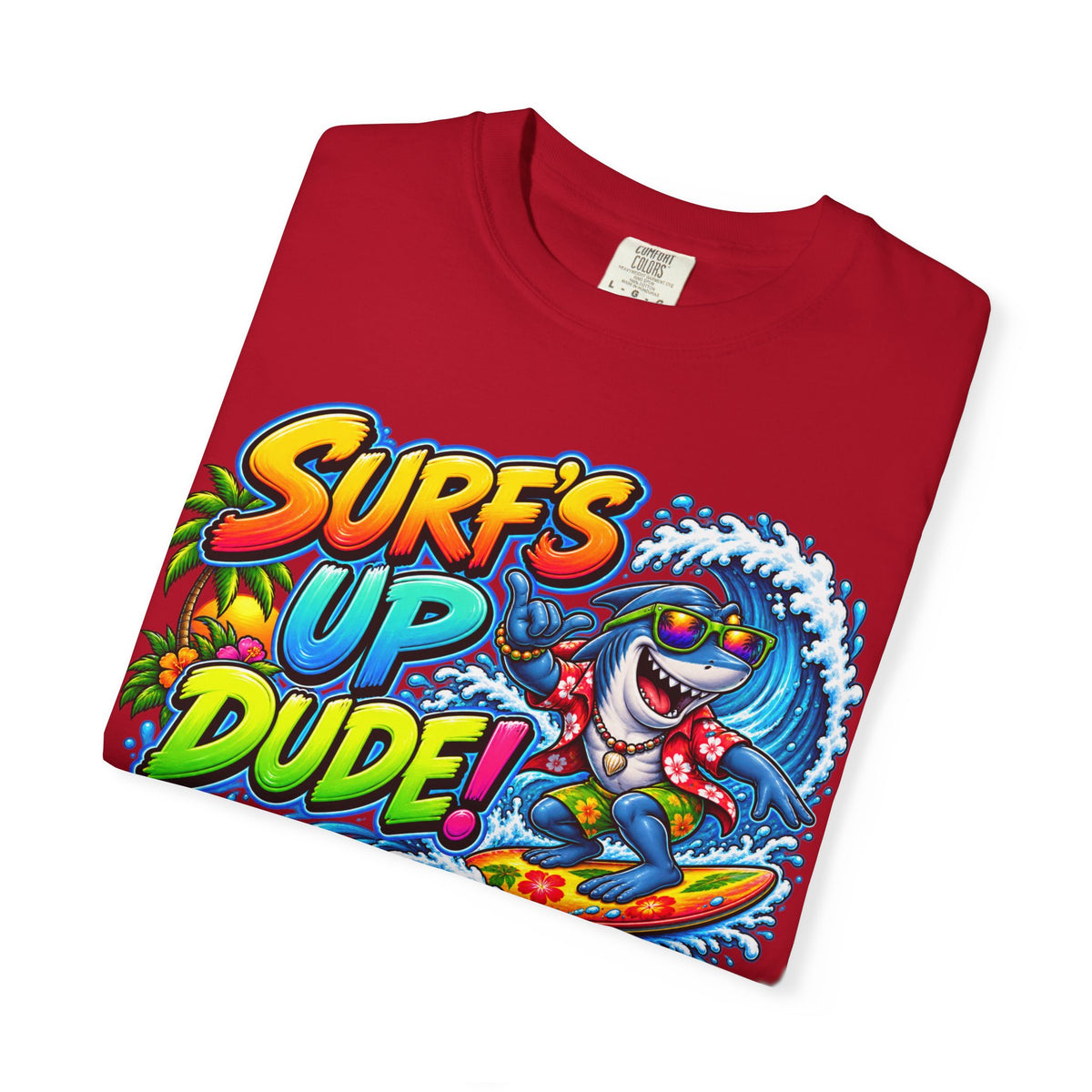 Surf's Up Dude! Surf Shark Graphic T-Shirt