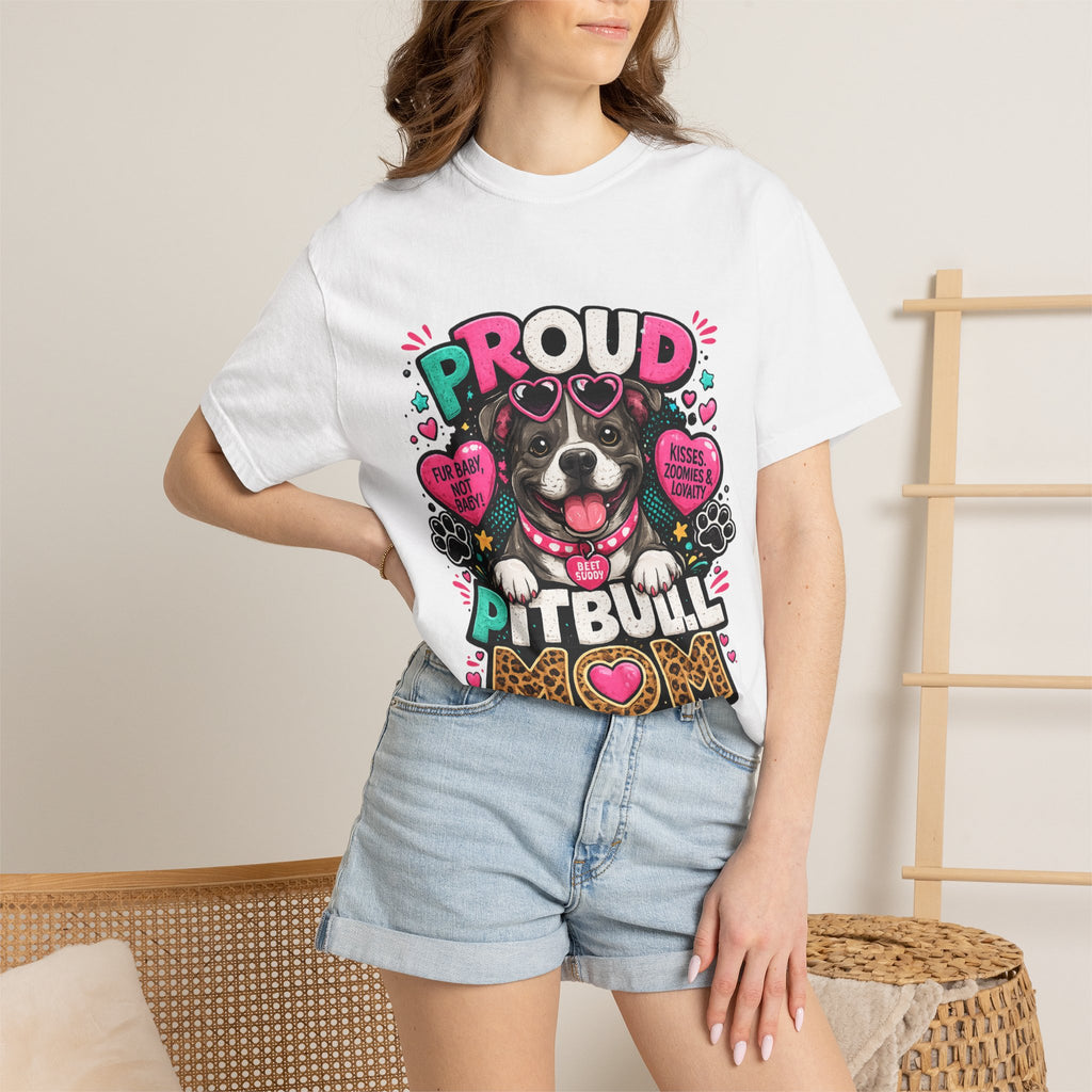 Proud Pitbull Mom T-Shirt | Cute Pitbull Illustration