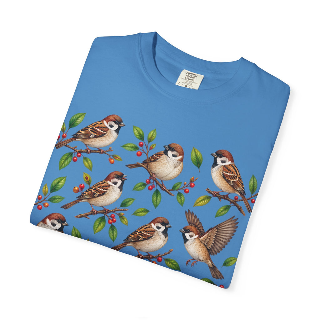 Sparrow Branches T-Shirt — Vintage Bird Illustration Tee for Bird Lovers & Nature Fans