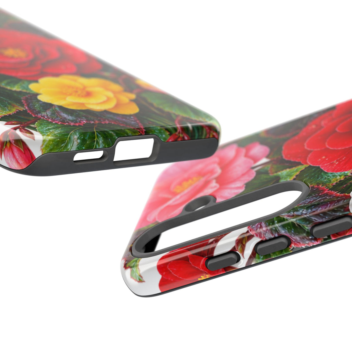 Floral Begonia Phone Case — Vibrant Red, Pink & Yellow Blossom Protective Cover