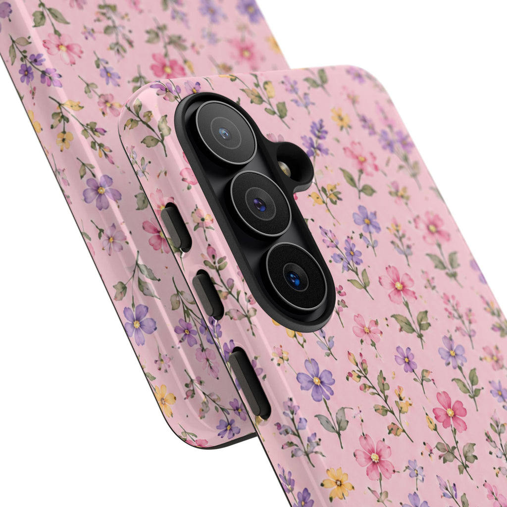 Floral Pink Tough Phone Case — Pastel Wildflower Protective Case