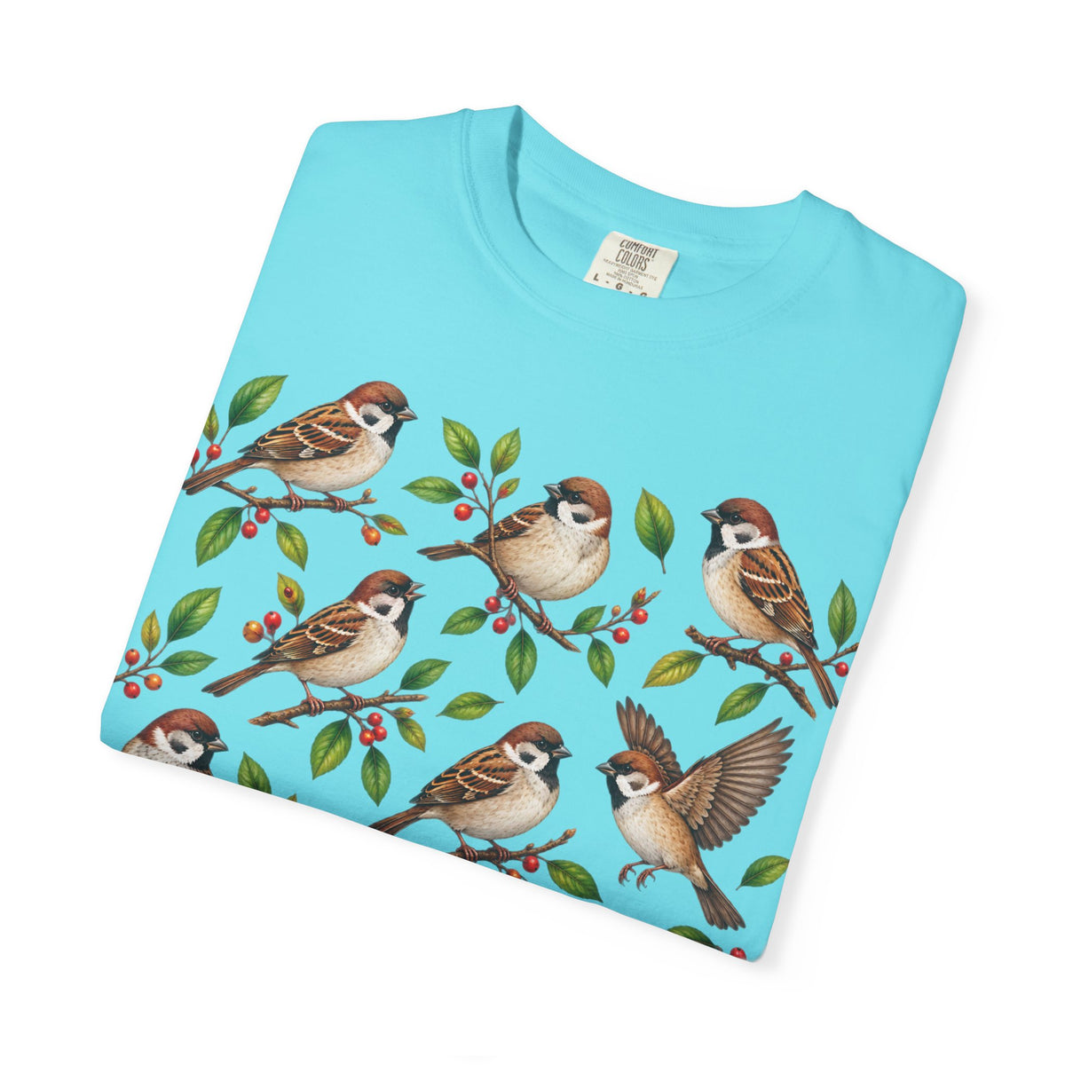 Sparrow Branches T-Shirt — Vintage Bird Illustration Tee for Bird Lovers & Nature Fans