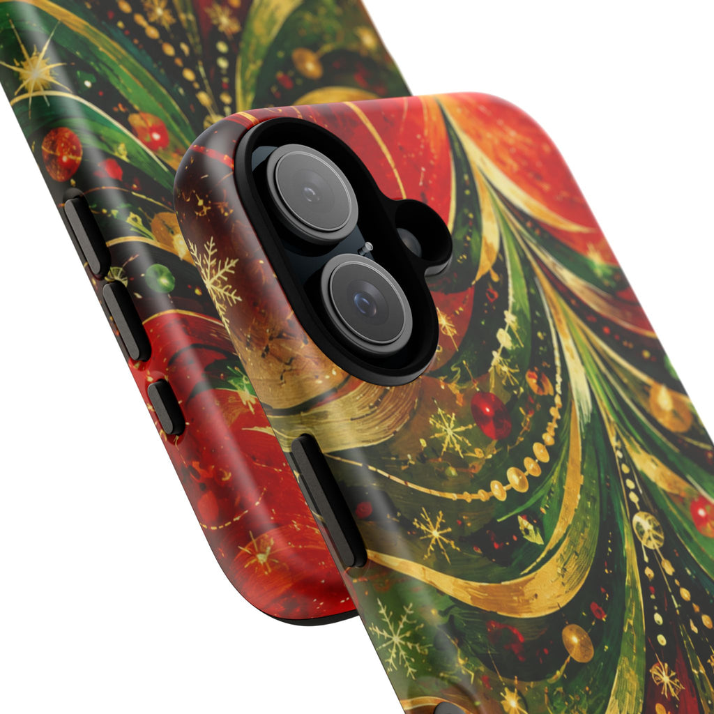 Christmas Tree Tough Phone Case — Festive Red & Green Holiday Phone Cover