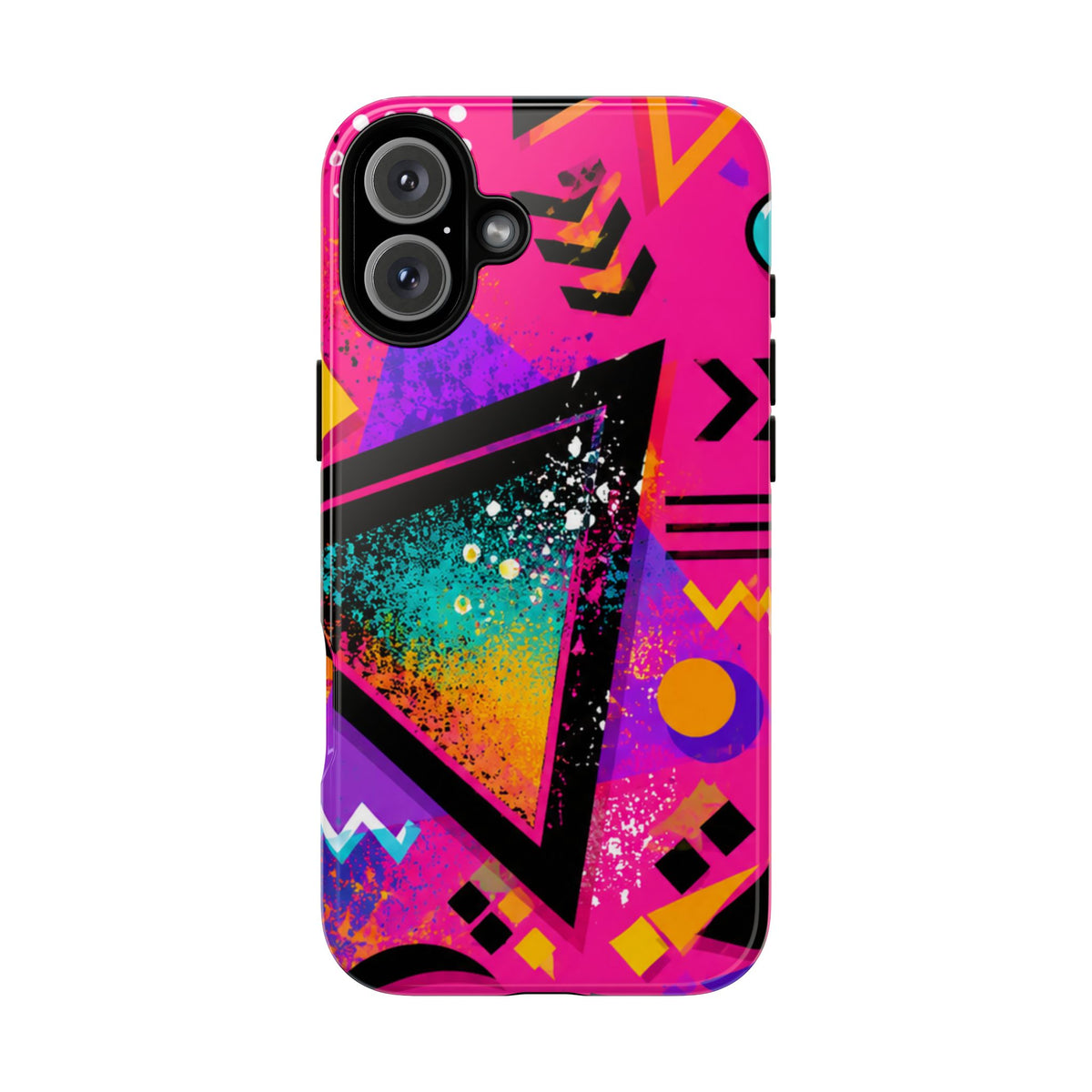 Retro 80s Geometric Phone Case — Neon Triangle Tough Case
