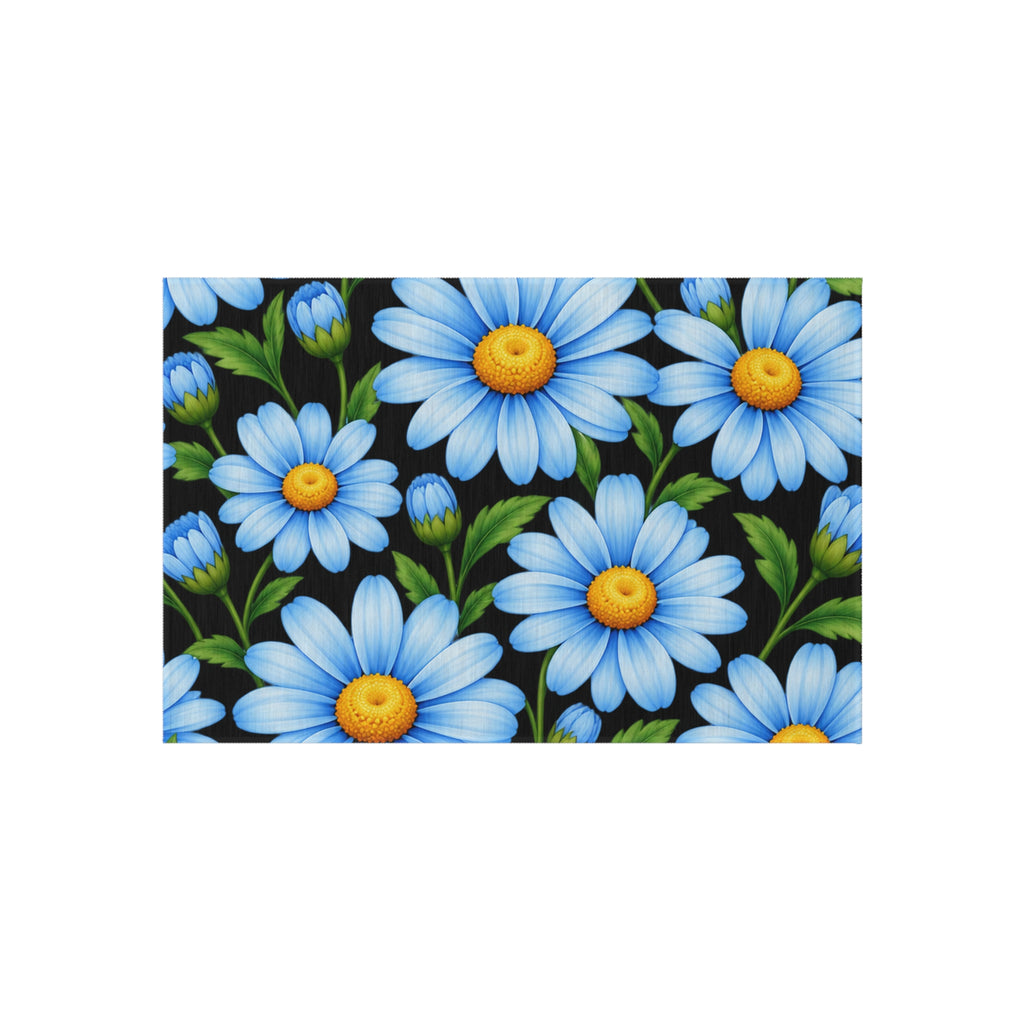 Blue Daisy Outdoor Rug — Cheerful Floral Patio Mat