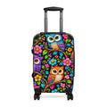 Owl Floral Suitcase — Colorful Travel Luggage with Bright Owl & Flower Print