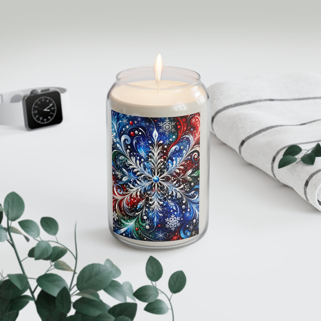 Festive Snowflake Soy Candle — Scented 13.75oz Holiday Candle