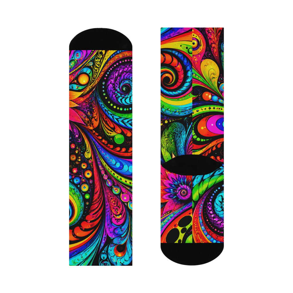Psychedelic Swirl Crew Socks — Colorful Abstract Cushioned Socks