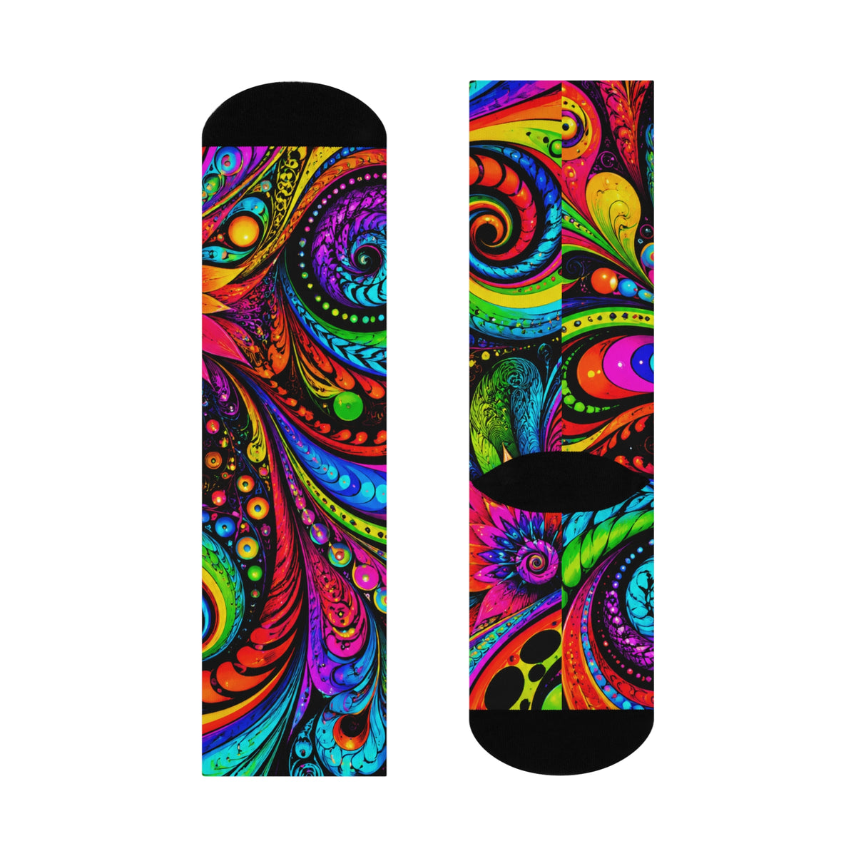 Psychedelic Swirl Crew Socks — Colorful Abstract Cushioned Socks