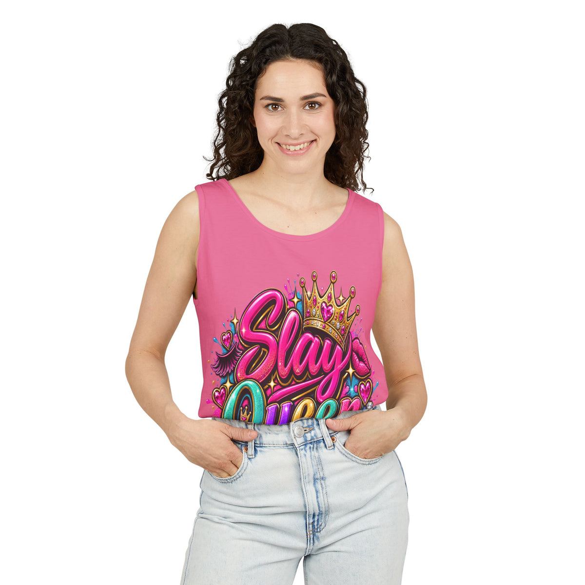 Slay Queen graffiti crown Tank Top | colorful lettering street art