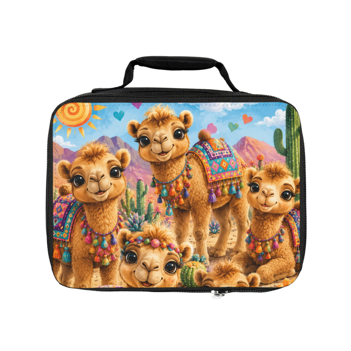 Cute Camel Family Lunch Bag – Colorful Alpaca-Style Kids Insulated Tote