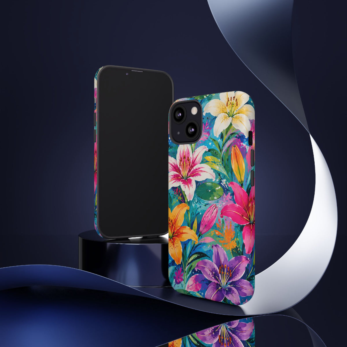 Floral Lily Tough Phone Case — Colorful Tropical Flower Protective Cover