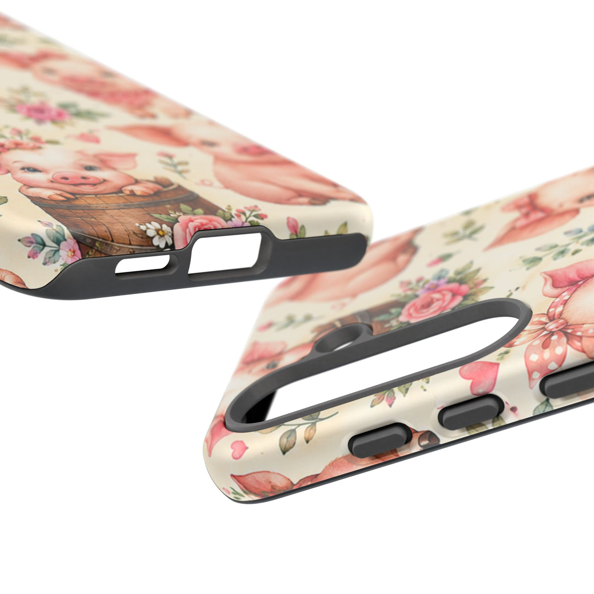 Cute Pink Piglet Phone Case — Vintage Floral Farm Animal iPhone Cover