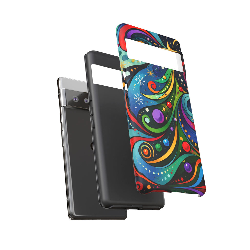 Colorful Swirl Christmas Tree Tough Phone Case