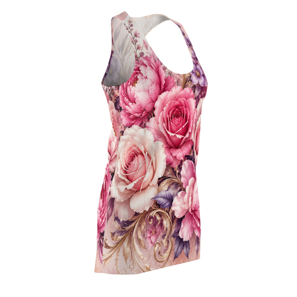 Floral Rose Racerback Dress – Vintage Pink Garden Print