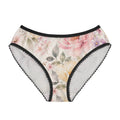 Floral Watercolor Lace-Trim Women's Briefs — Soft Pink Peony All-Over Print