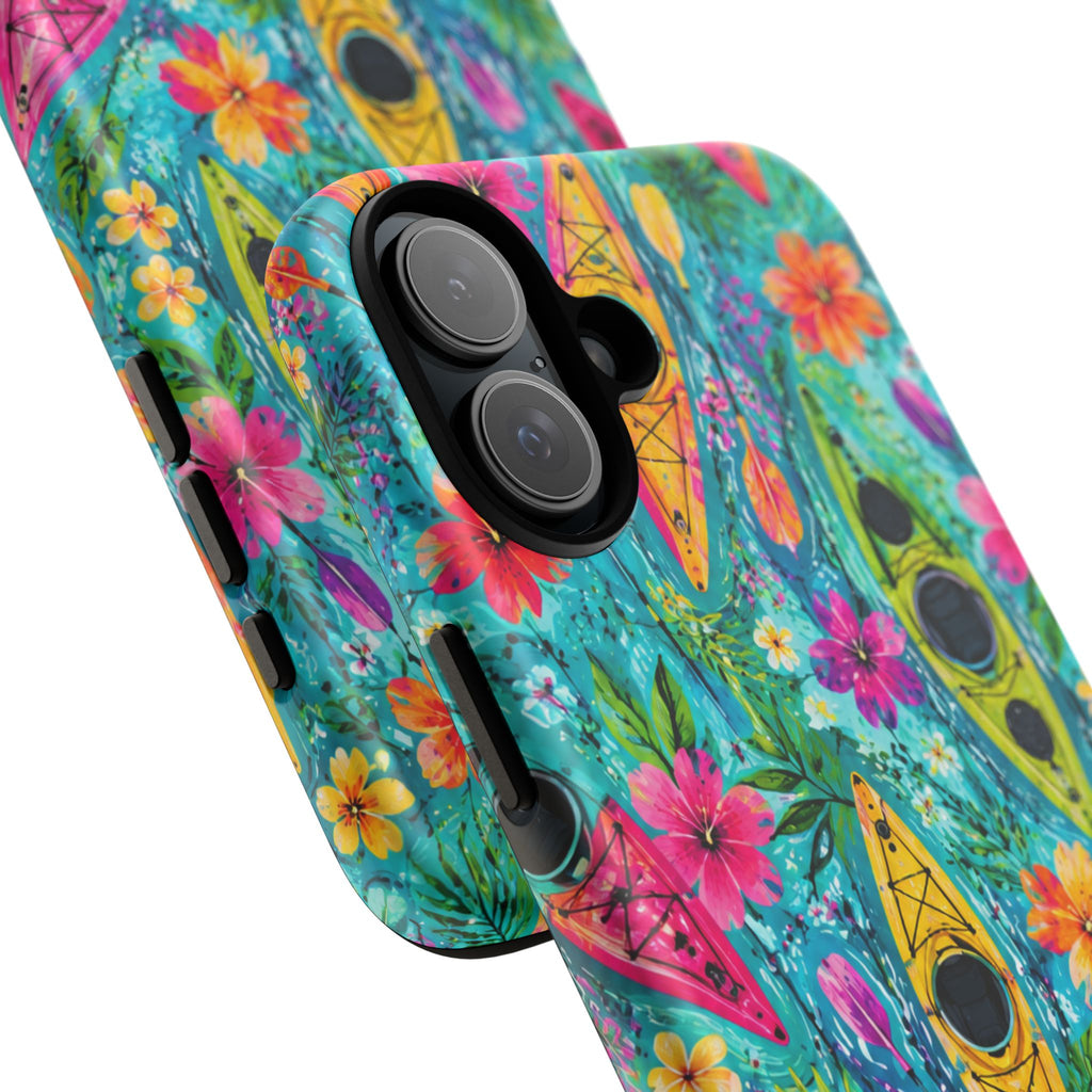Tropical Kayak Phone Case – Colorful Floral Waterproof Pattern