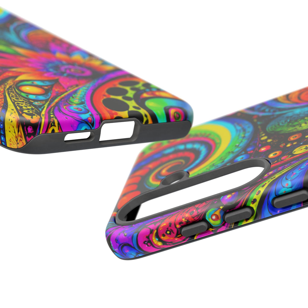 Psychedelic Floral Phone Case — Vibrant Swirl Tough Protective Cover