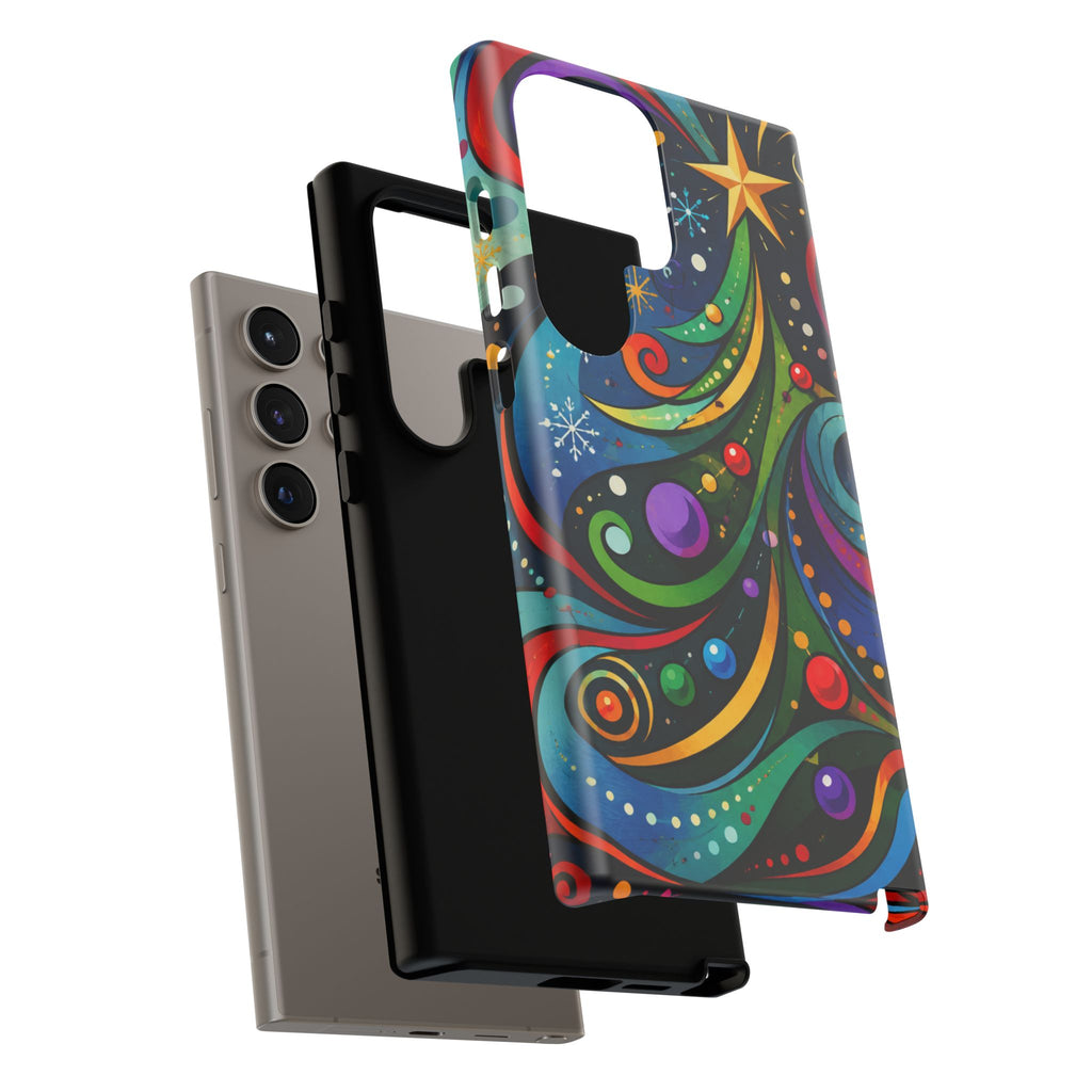 Colorful Swirl Christmas Tree Tough Phone Case