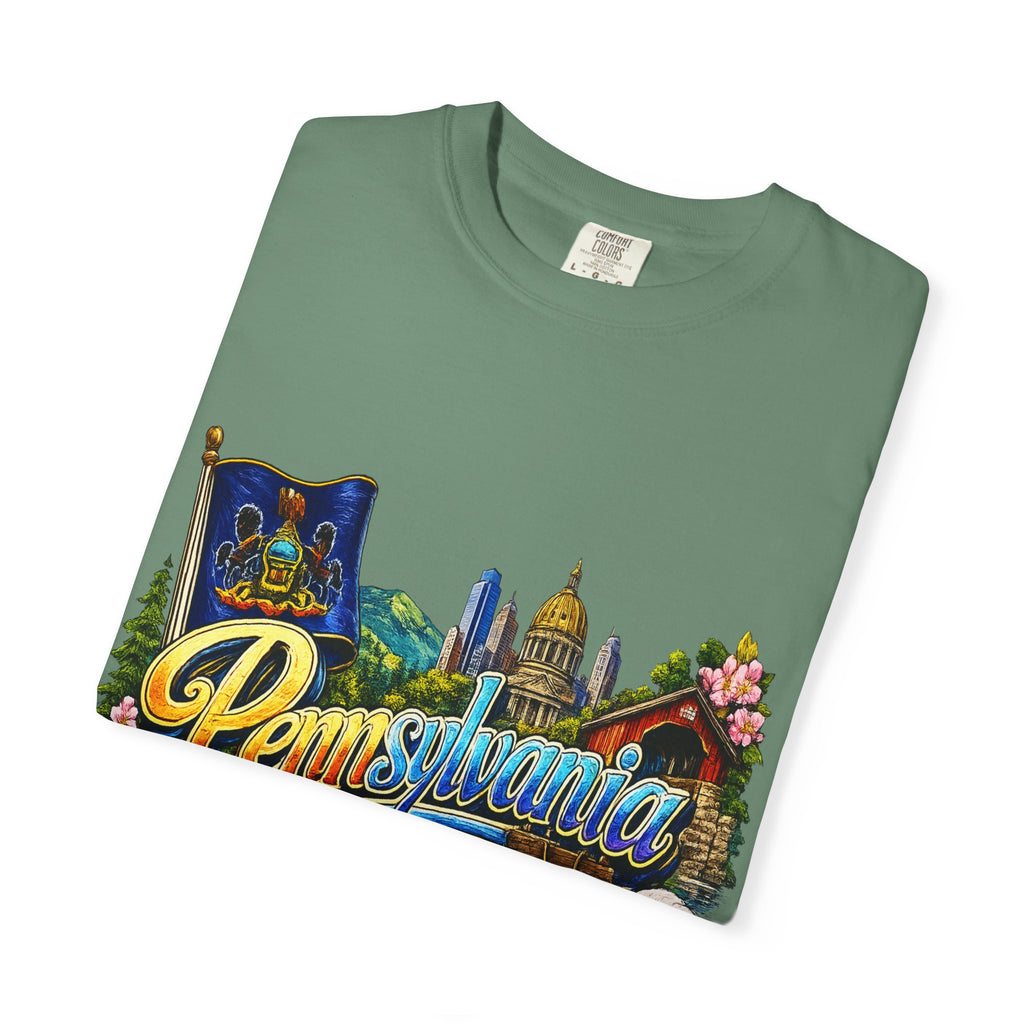 Pennsylvania Vintage Postcard T-Shirt | State Skyline Tee