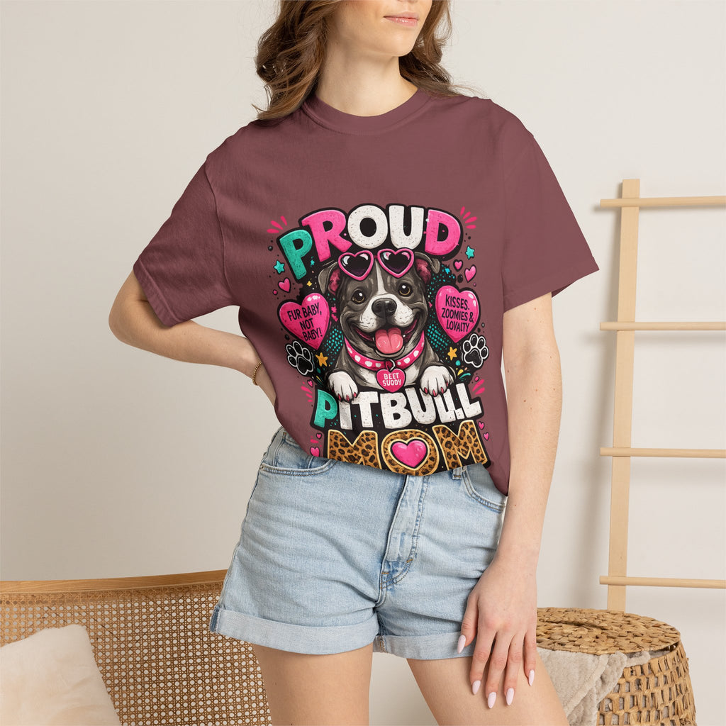Proud Pitbull Mom T-Shirt | Cute Pitbull Illustration