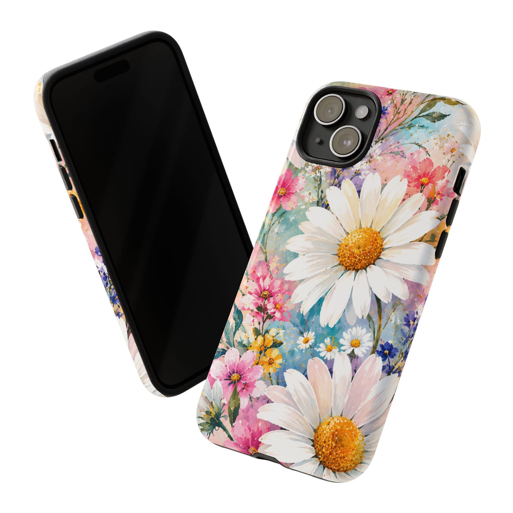 Floral Daisy Phone Case — Watercolor Daisies Protective Tough Case