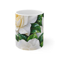 White Gardenia Floral Mug | Botanical Camellia Coffee Cup