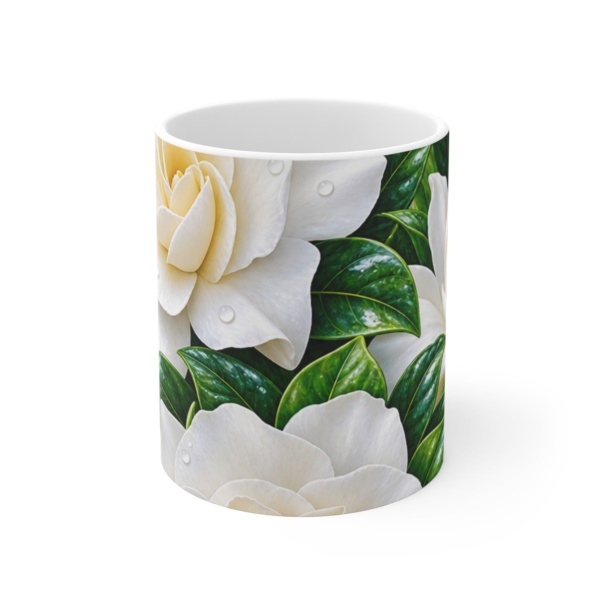 White Gardenia Floral Mug | Botanical Camellia Coffee Cup