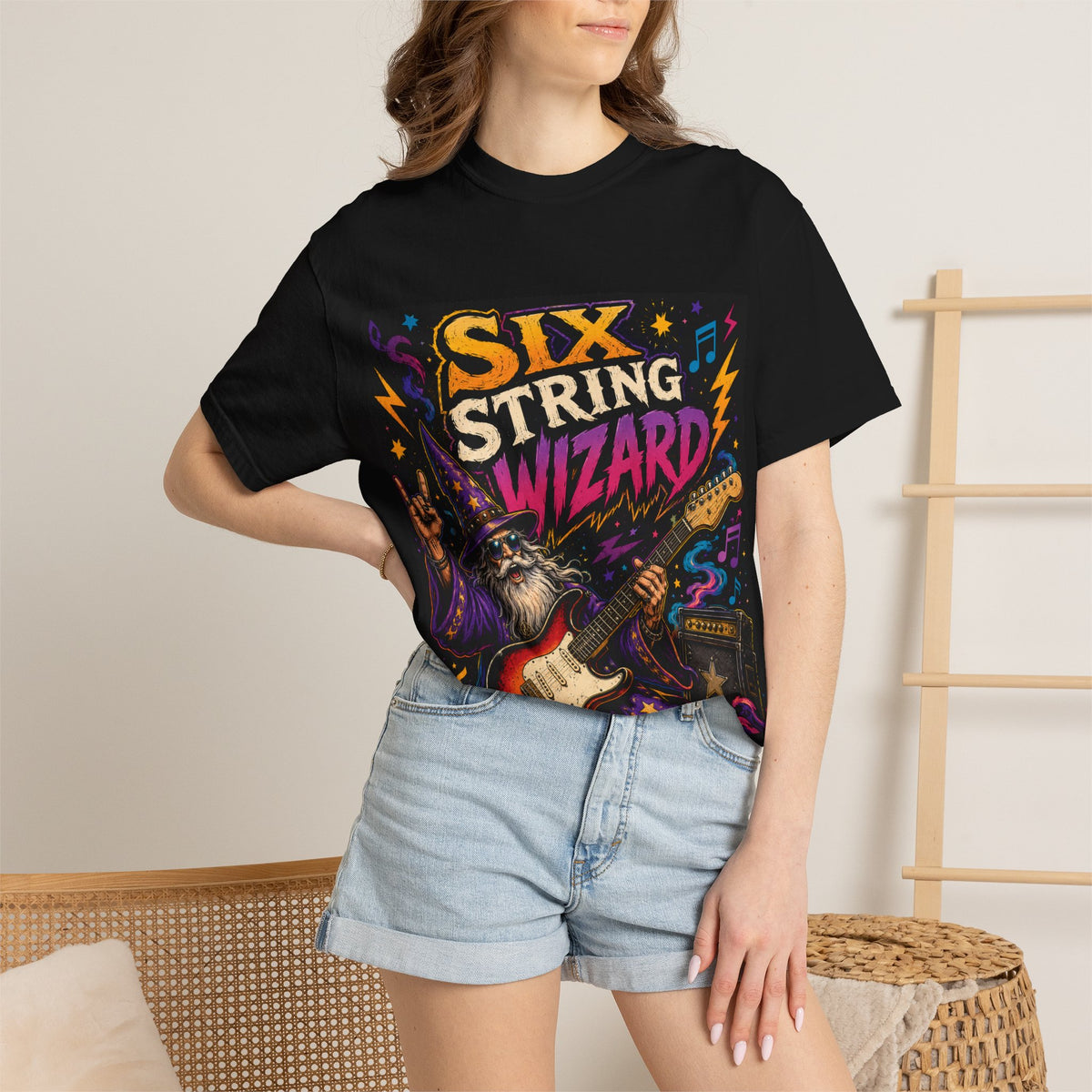 Six String Wizard T-shirt | Guitar Wizard Graphic Tee