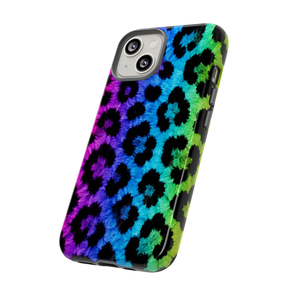 Neon Rainbow Leopard Tough Case – Colorful Animal Print Phone Cover