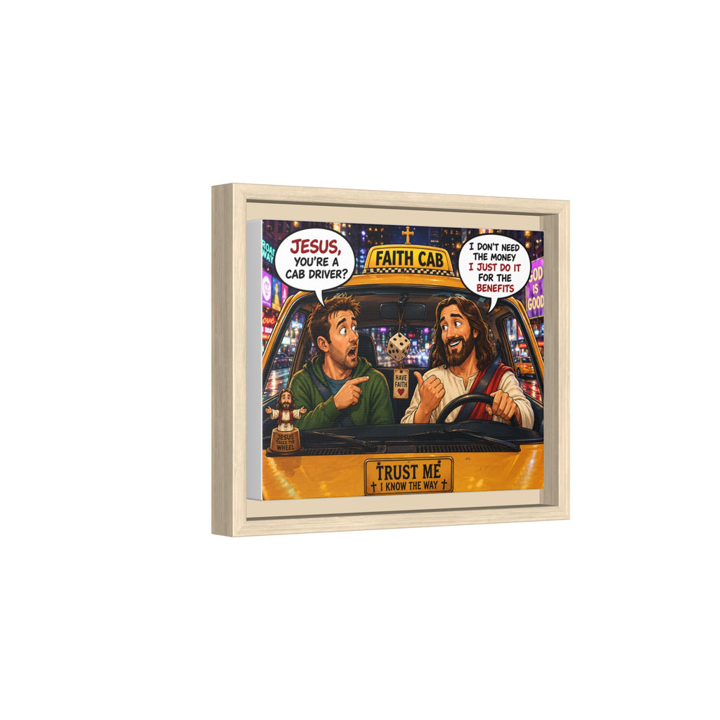 Jesus Taxi Illustration Canvas