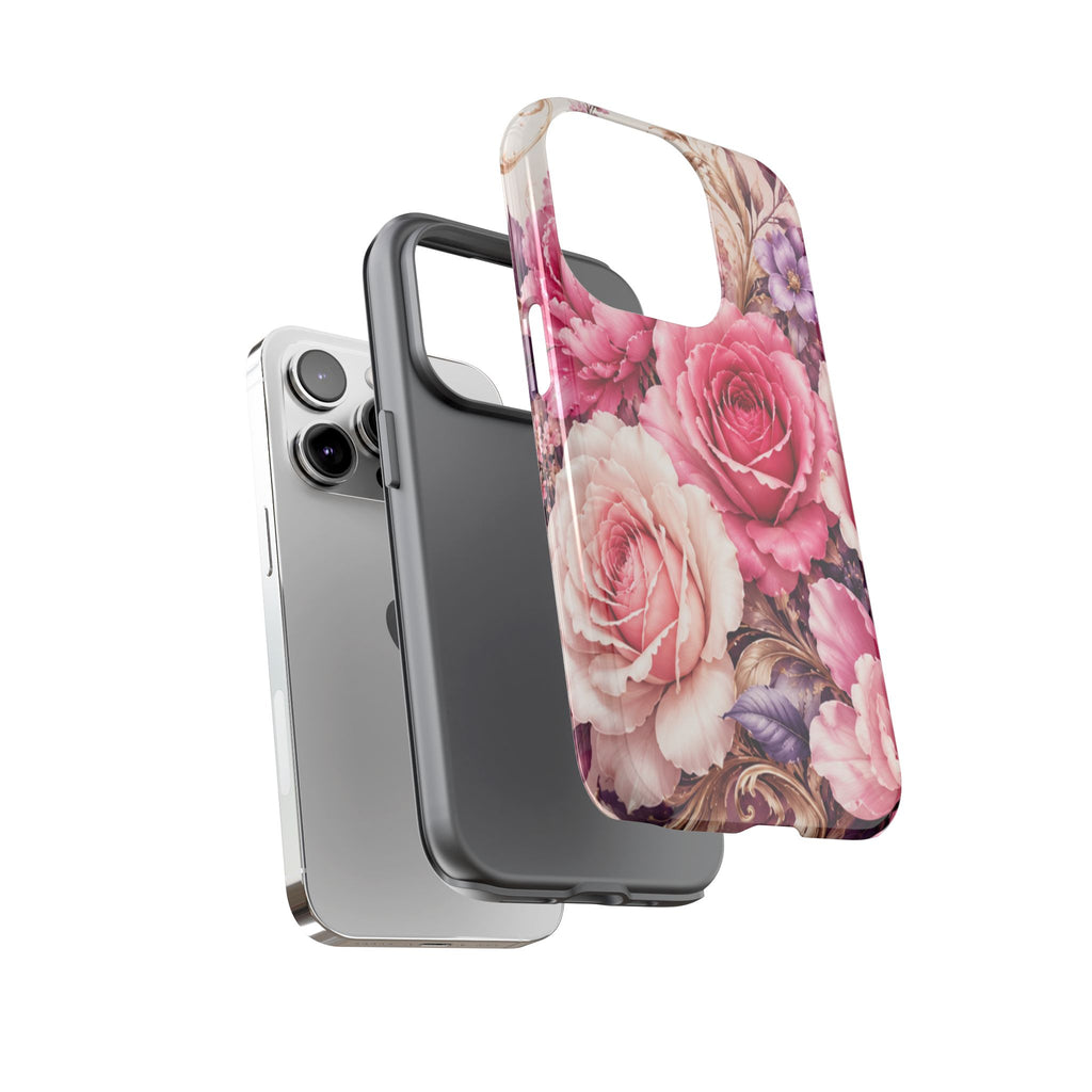 Pink Vintage Roses phone case | floral iPhone cover