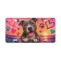 Happy Pitbull Sunset Vanity Plate | Paw Print Heart License Plate