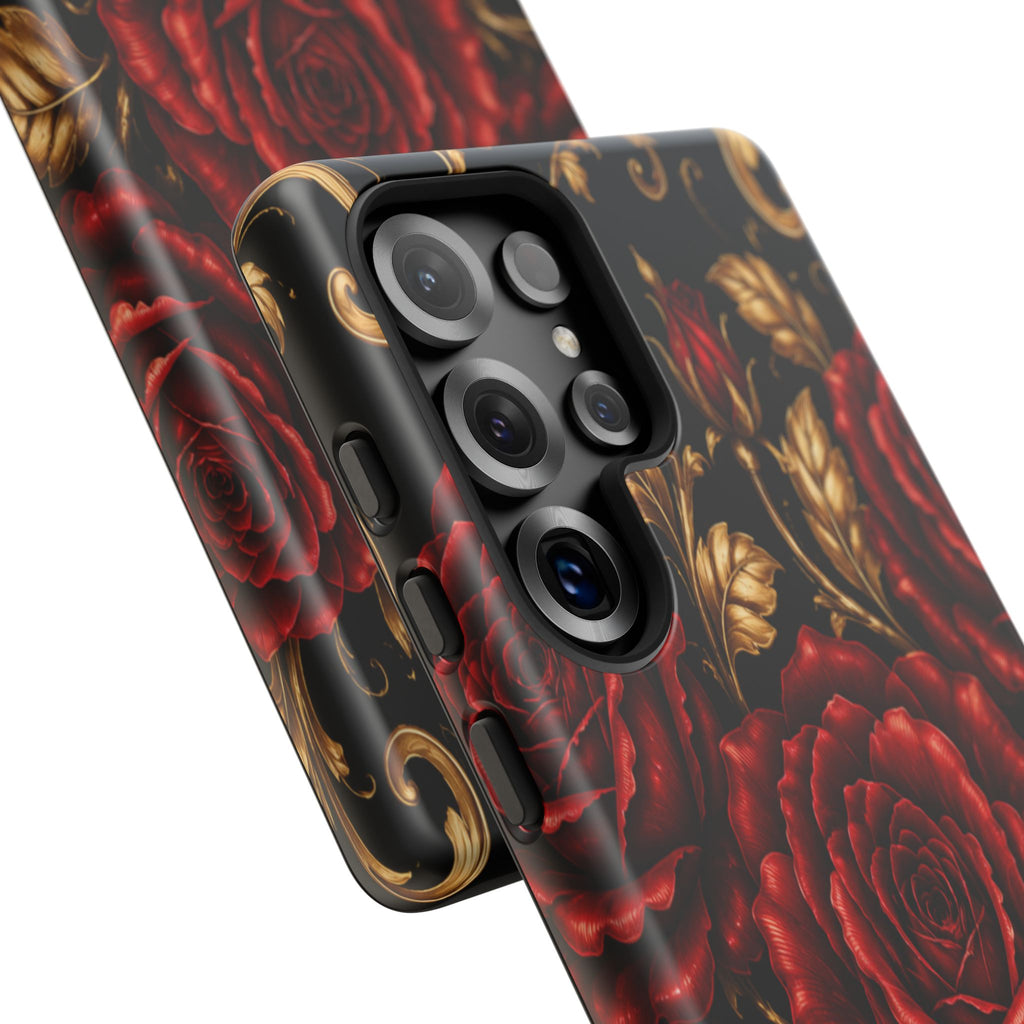 Tough Cases — Vintage Red Rose Floral Phone Case