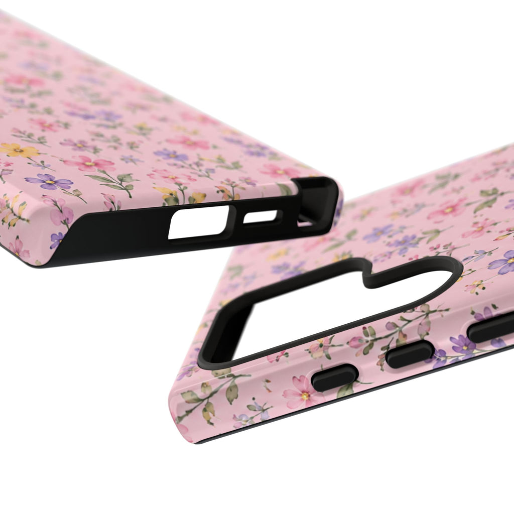 Floral Pink Tough Phone Case — Pastel Wildflower Protective Case