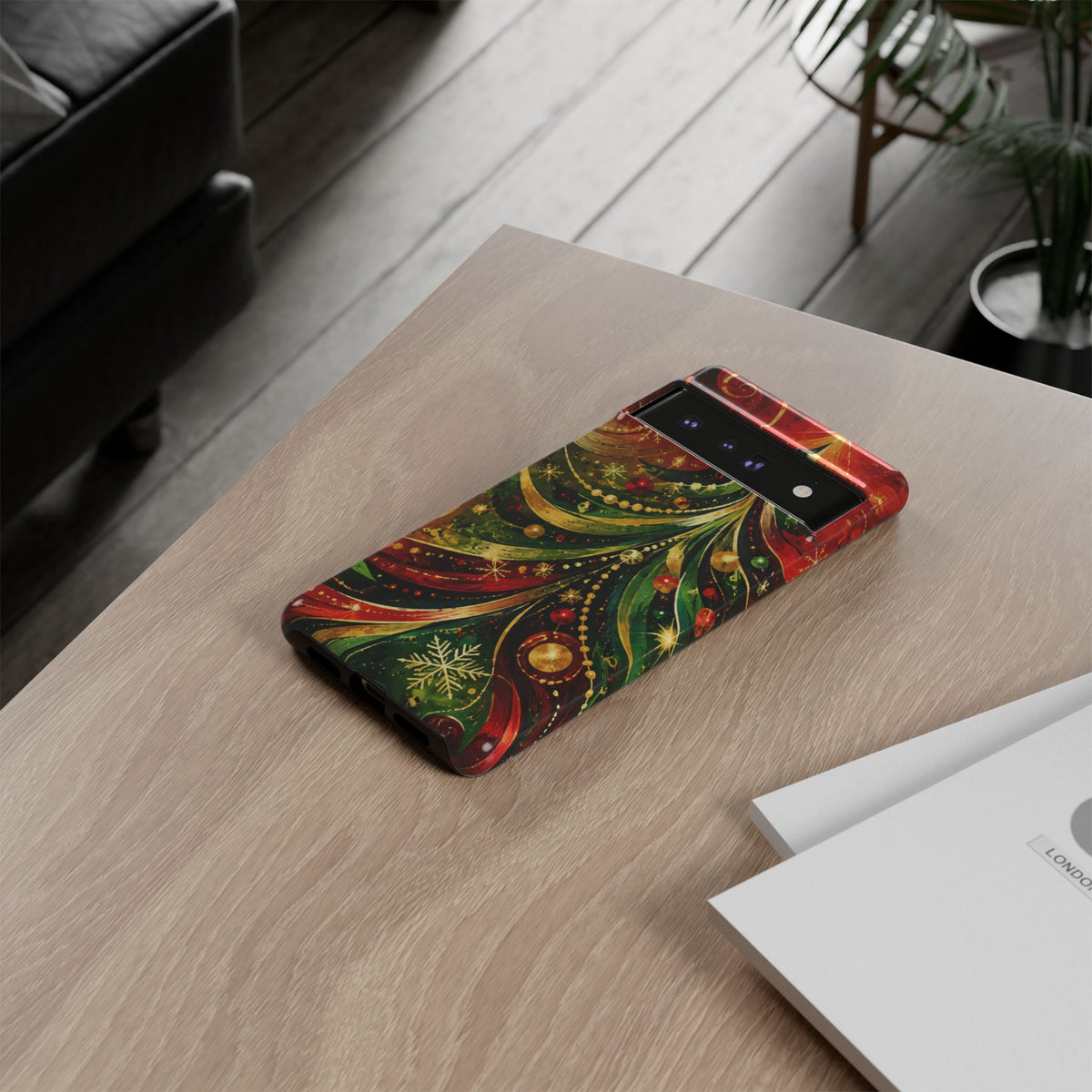 Christmas Tree Tough Phone Case — Festive Red & Green Holiday Phone Cover